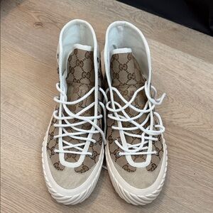 Gucci Brown and White High-Top Sneakers
